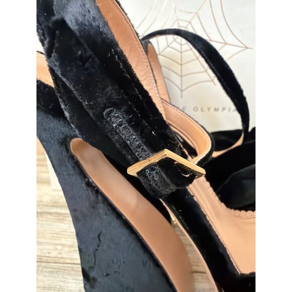 Charlotte Olympia Vreeland Black Velvet & Gold Platform Wedge Heel EU 39.5 w/Box - Picture 13 of 14